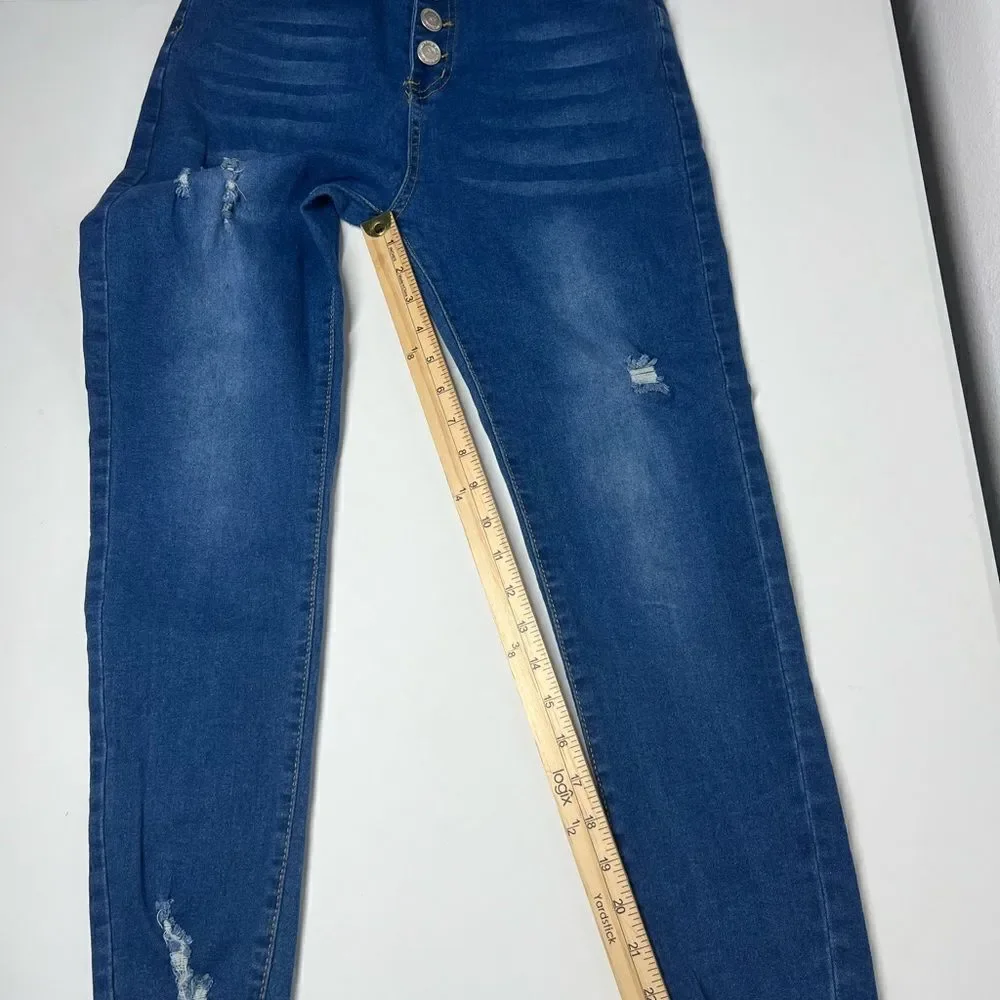 Pastel High Rise Medium Wash Ripped Skinny Jeans Size 13/31